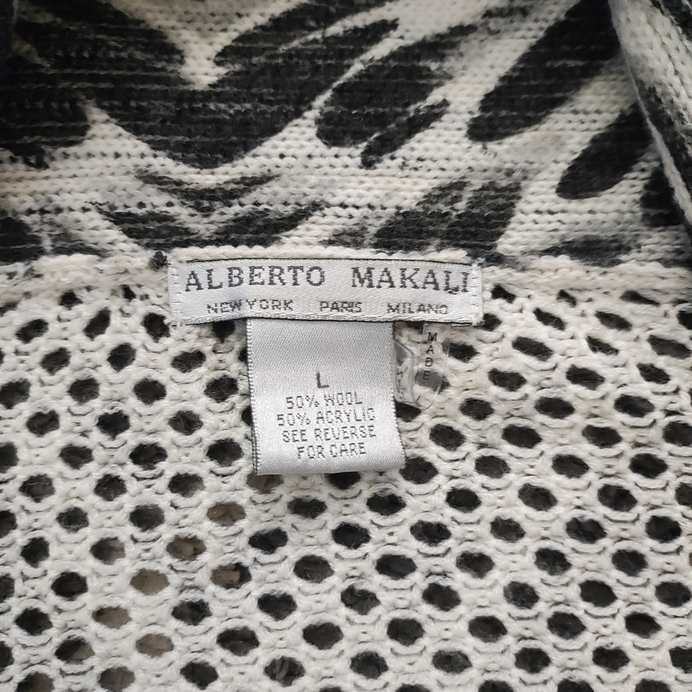 Alberto Makali Wool blend Patterned Open Front Waterfall Sweater Cardigan - Picture 10 of 10